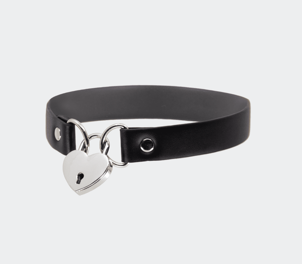 Vegan Heart Locking Bondage Collar