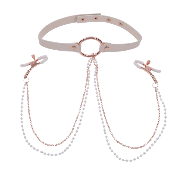 Peaches 'n Creame Collar with Nipple Clamps